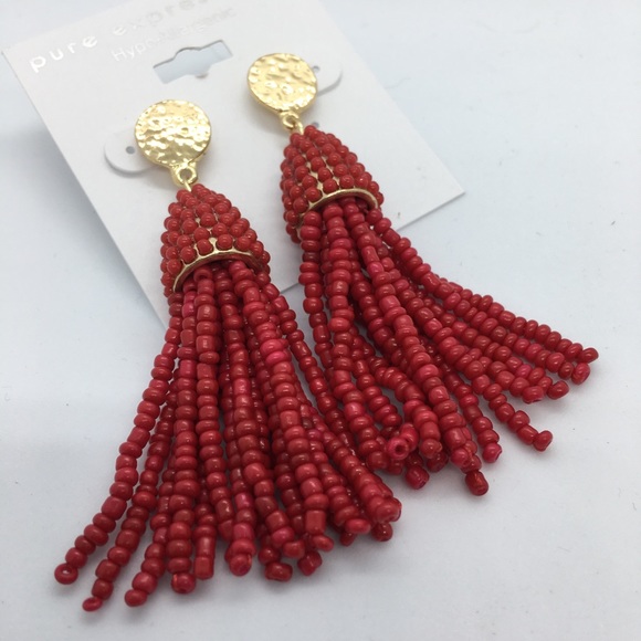 Pure Expressions Boho Seed Bead Tasseled Earrings - Picture 1 of 3